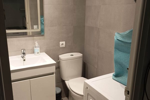 Salle d'eau ;
-douche à l'italienne en 150x90 avec colonne de douche multifonction.
-meuble vasque avec miroir.
-lave-linge à hublot (6 kg).
-WC.
-sèche-cheveux 
-gel douche.
